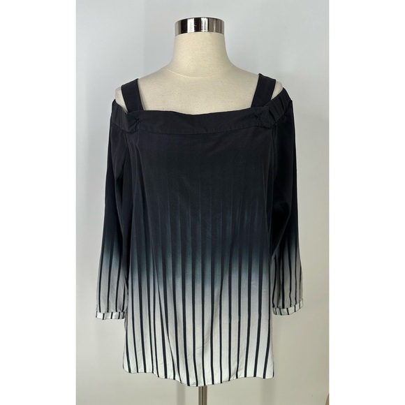 Go by GoSilk Ombré Striped Long Sleeve Blouse - Picture 1 of 9